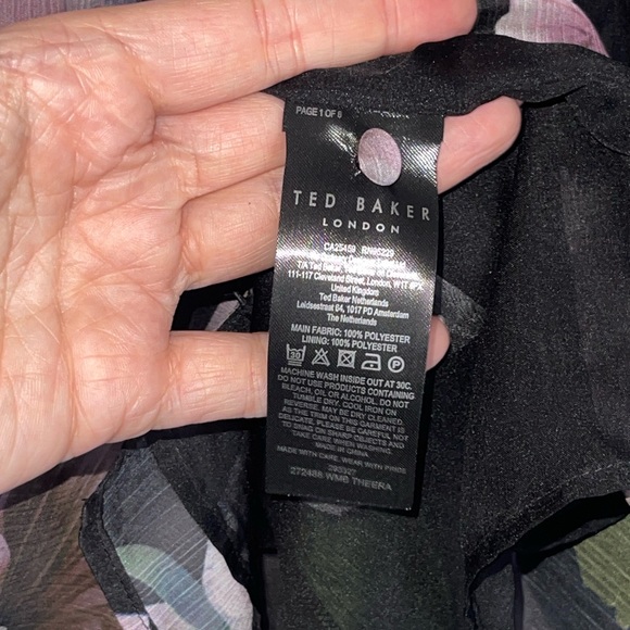 TED BAKER Theera Ladder Trim Blouse Black and Purple Floral Blouse Flowy Sheer 4 - Picture 5 of 8
